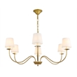Pemberly Row Eclipse 6-Light Metal & Fabric Chandelier in Brass/White