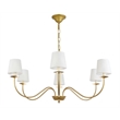 Pemberly Row Eclipse 6-Light Metal & Fabric Chandelier in Brass/White