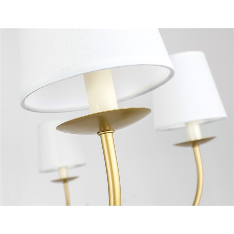 Pemberly Row Eclipse 6-Light Metal & Fabric Chandelier in Brass/White