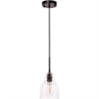 Pemberly Row 1-Light Mid-Century Metal Pendant in Black and Clear