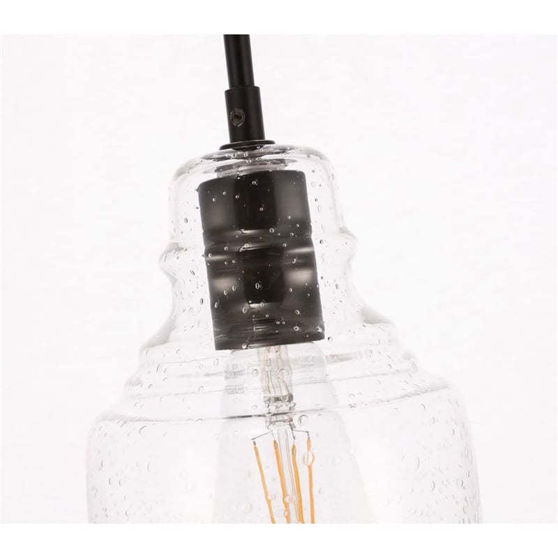 Pemberly Row 1-Light Mid-Century Metal Pendant in Black and Clear