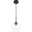 Pemberly Row 1-Light Mid-Century Metal Pendant in Black and Clear Glass