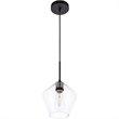 Pemberly Row 1-Light Mid-Century Metal Pendant in Black and Clear Glass