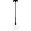 Pemberly Row 1-Light Mid-Century Metal Pendant in Black and Clear Glass