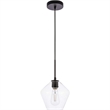 Pemberly Row 1-Light Mid-Century Metal Pendant in Black and Clear Glass