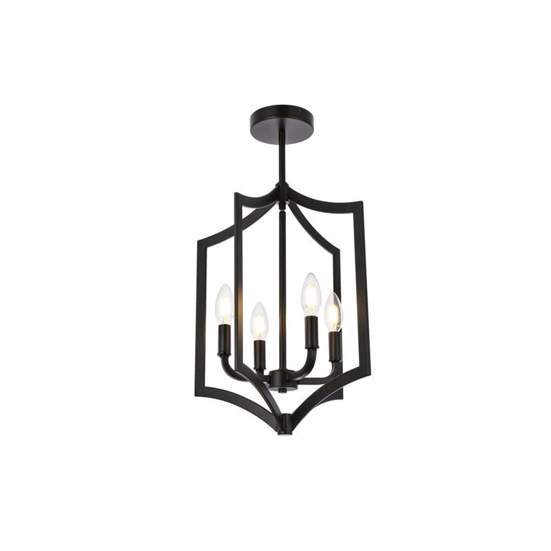 Pemberly Row 4-Light Mid-Century Metal Pendant in Black Finish