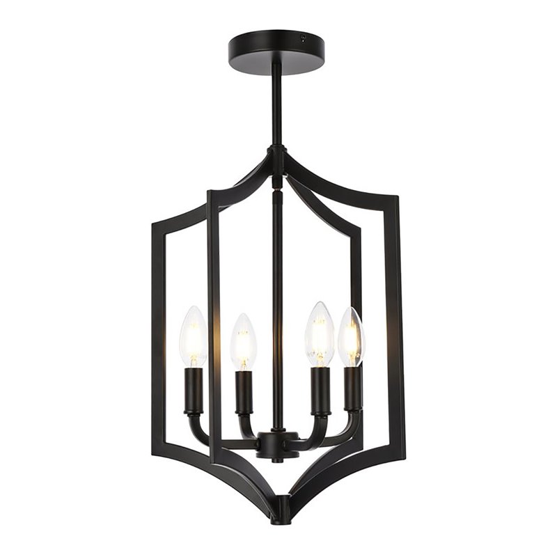 Pemberly Row 4-Light Mid-Century Metal Pendant in Black Finish
