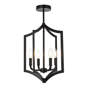 Pemberly Row 4-Light Mid-Century Metal Pendant in Black Finish
