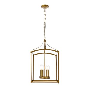 Pemberly Row 4-Light Mid-Century Metal Pendant in Brass Finish