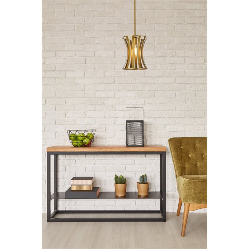 Pemberly Row 1-Light Mid-Century Metal Pendant in Brass Finish