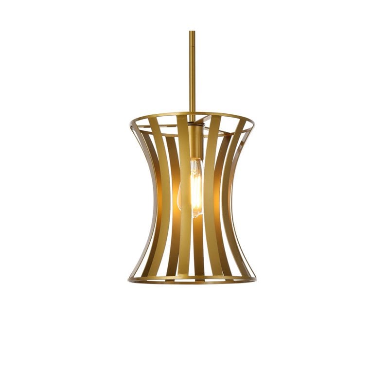 Pemberly Row 1-Light Mid-Century Metal Pendant in Brass Finish