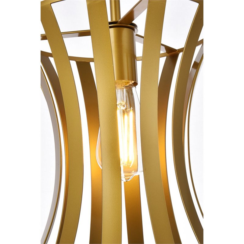Pemberly Row 1-Light Mid-Century Metal Pendant in Brass Finish