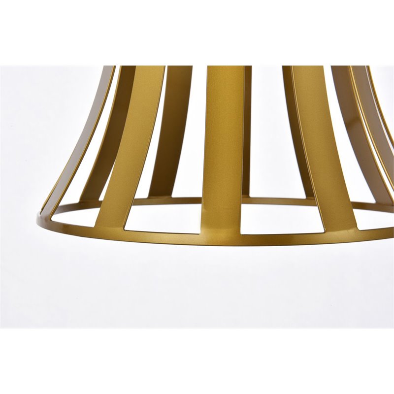 Pemberly Row 1-Light Mid-Century Metal Pendant in Brass Finish