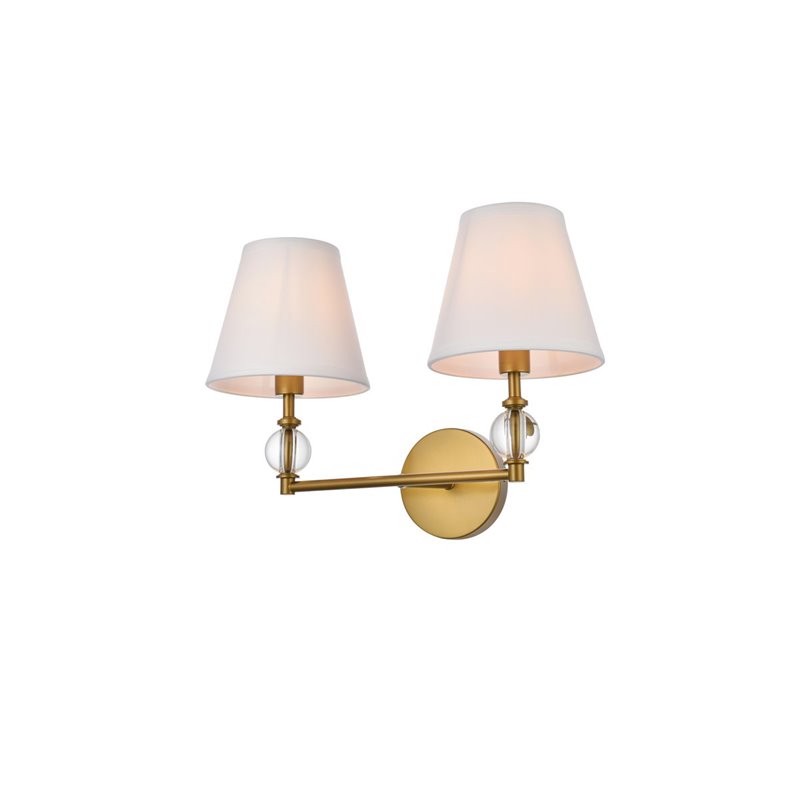 Pemberly Row 2-Light Mid-Century Metal Bath Sconce in Brass and White