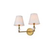 Pemberly Row 2-Light Mid-Century Metal Bath Sconce in Brass and White