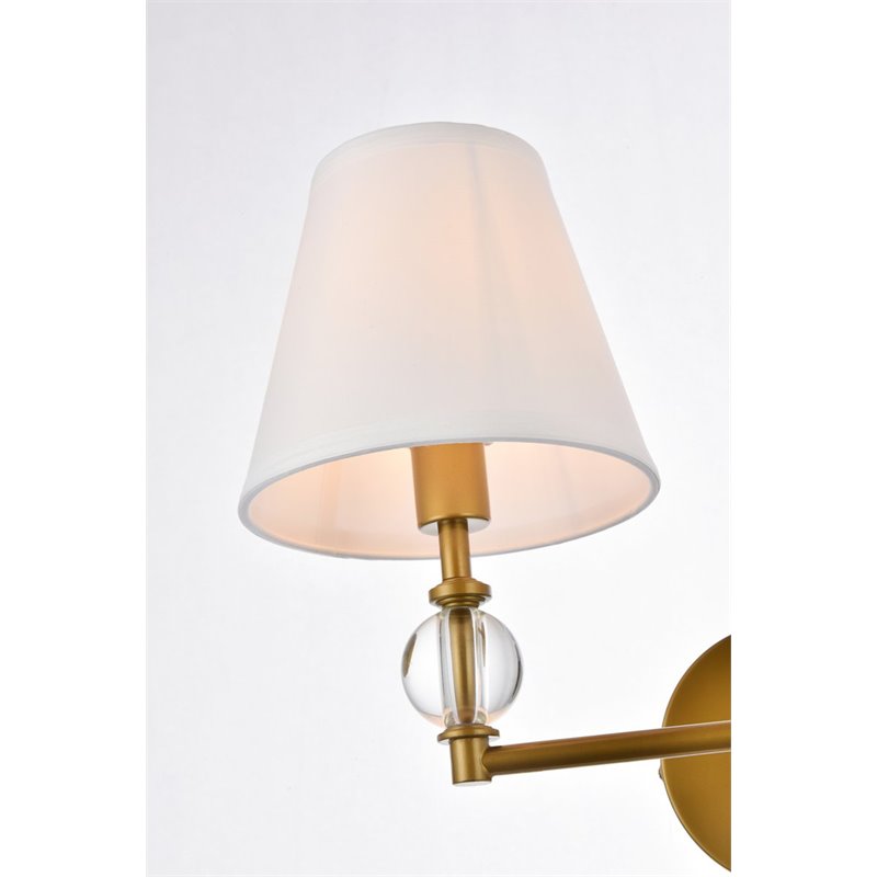 Pemberly Row 2-Light Mid-Century Metal Bath Sconce in Brass and White