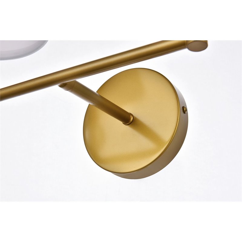 Pemberly Row 2-Light Mid-Century Metal Bath Sconce in Brass and White
