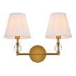 Pemberly Row 2-Light Mid-Century Metal Bath Sconce in Brass and White