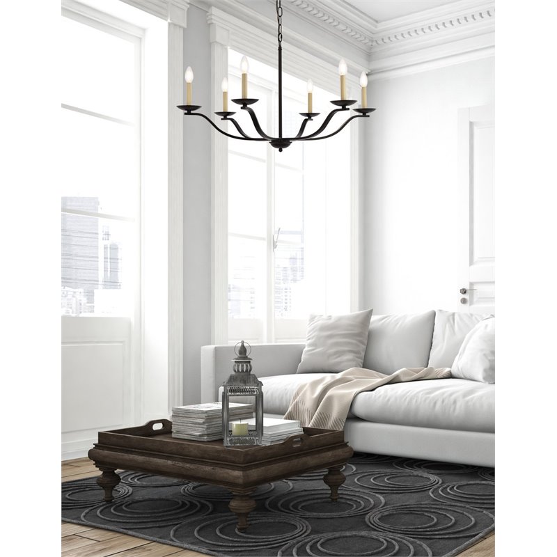 Pemberly Row 6-Light Mid-Century Metal Pendant in Black Finish