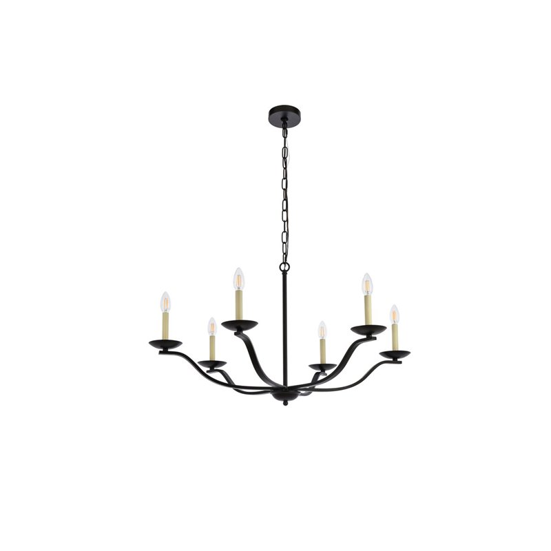 Pemberly Row 6-Light Mid-Century Metal Pendant in Black Finish