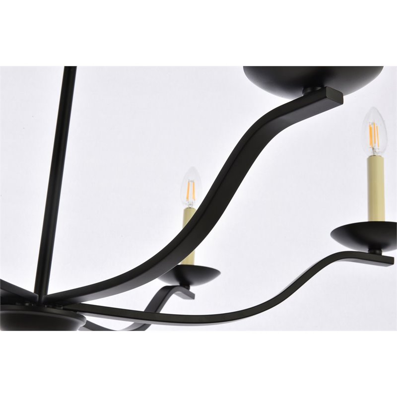 Pemberly Row 6-Light Mid-Century Metal Pendant in Black Finish