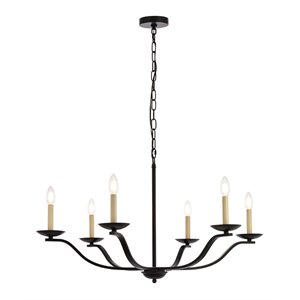 Pemberly Row 6-Light Mid-Century Metal Pendant in Black Finish