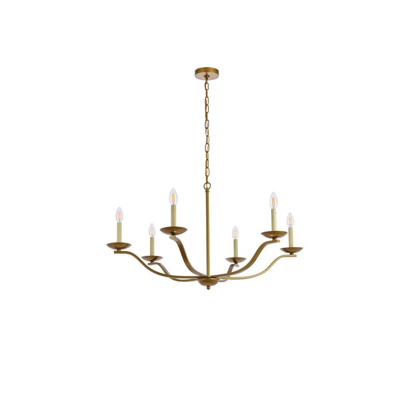 Pemberly Row 6-Light Mid-Century Metal Pendant in Brass Finish