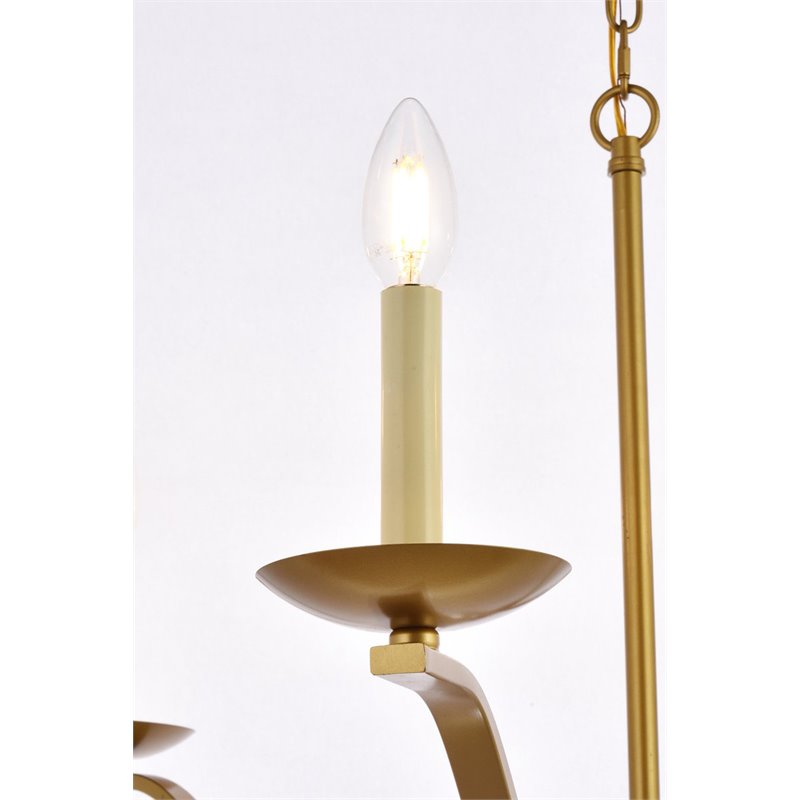 Pemberly Row 6-Light Mid-Century Metal Pendant in Brass Finish