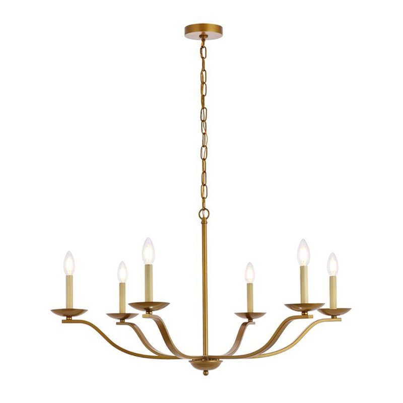 Pemberly Row 6-Light Mid-Century Metal Pendant in Brass Finish