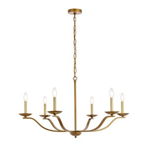 Pemberly Row 6-Light Mid-Century Metal Pendant in Brass Finish