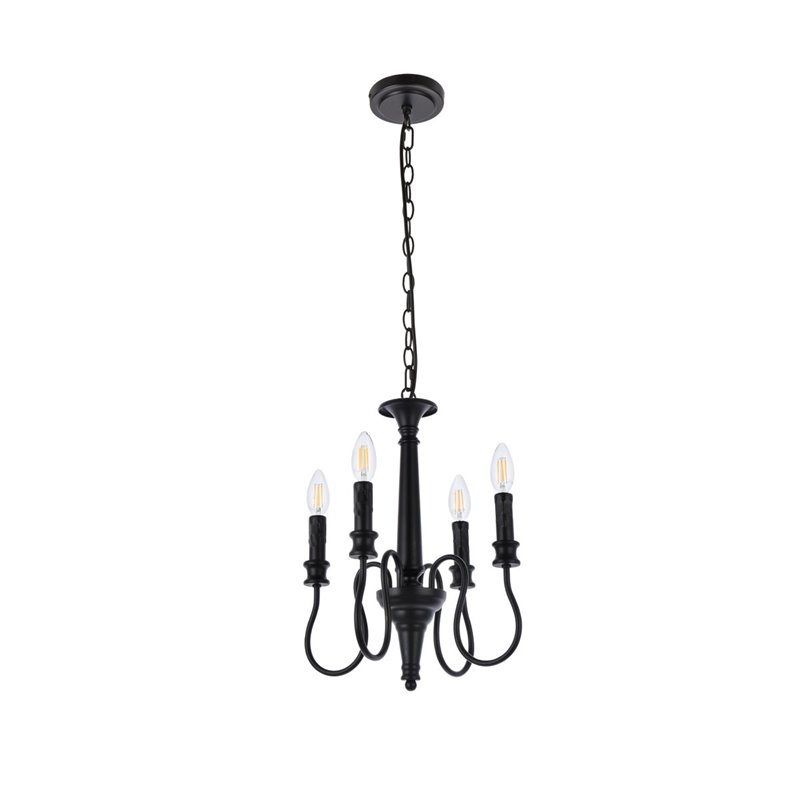 Pemberly Row 4-Light Mid-Century Metal Pendant in Black Finish