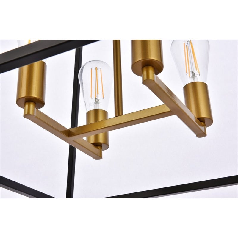 Pemberly Row 4-Light Farmhouse Metal Pendant in Black and Brass Finish