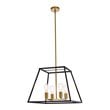 Pemberly Row 4-Light Farmhouse Metal Pendant in Black and Brass Finish