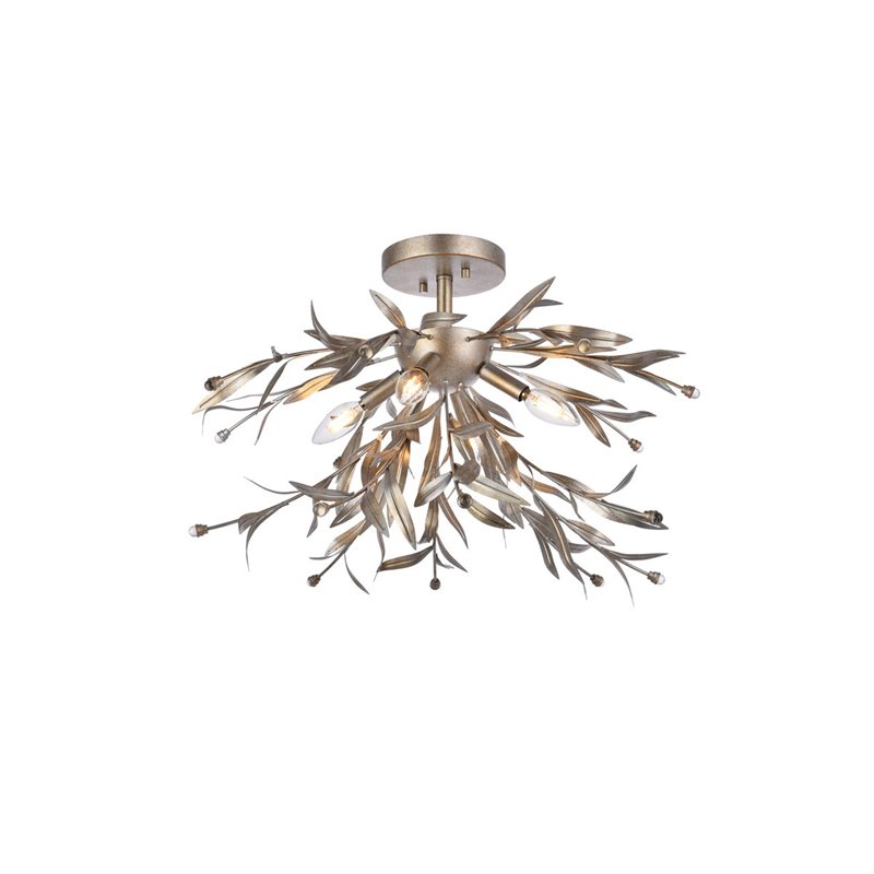 Pemberly Row 4-Light Mid-Century Metal Flush Mount in Silver Leaf