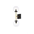 Pemberly Row 2-Light Metal Wall Sconce w/ Clear Shade in Black and Brass