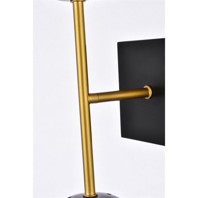 Pemberly Row 2-Light Metal Wall Sconce w/ Clear Shade in Black and Brass