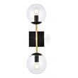 Pemberly Row 2-Light Metal Wall Sconce w/ Clear Shade in Black and Brass