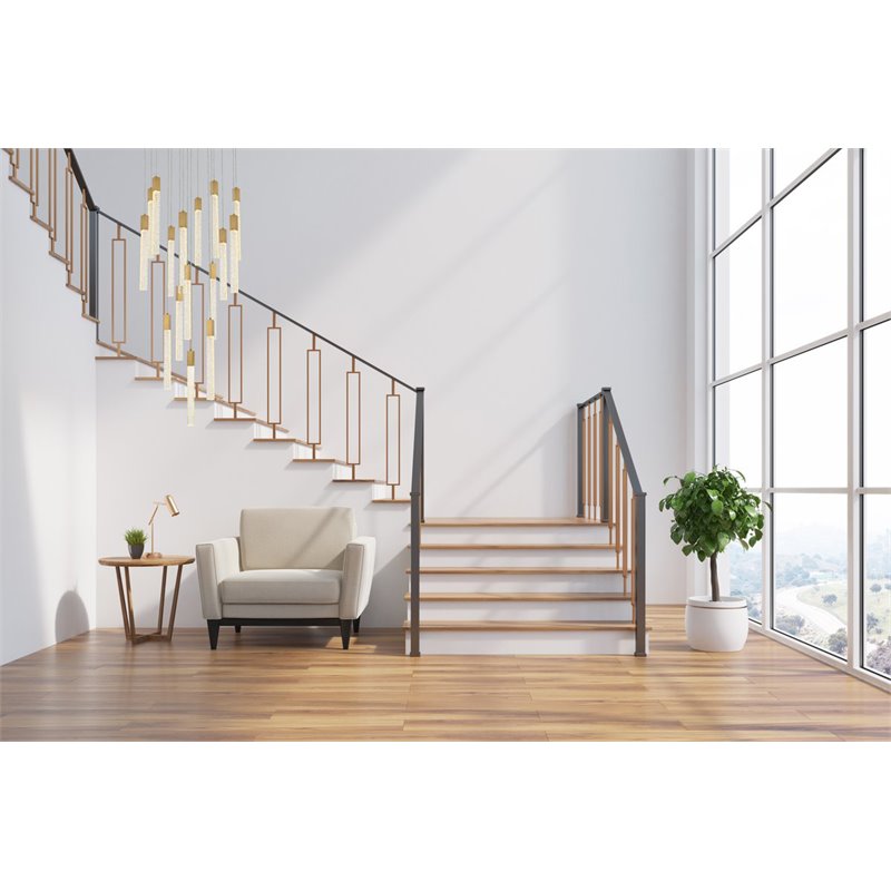 Pemberly Row 16-Lights Modern Metal and Crystal Pendant in Satin Gold