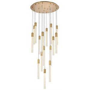 Pemberly Row 16-Lights Modern Metal and Crystal Pendant in Satin Gold