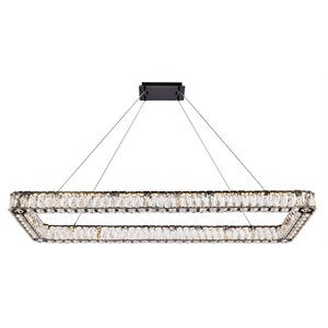 Pemberly Row 50&quot Rectangle Crystal LED Single Pendant in Black