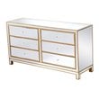 Pemberly Row 6-Drawer Solid Wood and MDF Dresser in Gold Finish