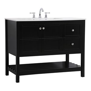 Pemberly Row 42&quot Steel and Solid Wood Single Bathroom Vanity in Black