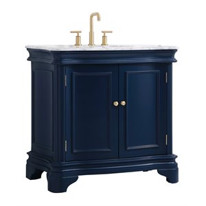 Pemberly Row 36&quot Steel and MDF Single Bathroom Vanity Set in Blue