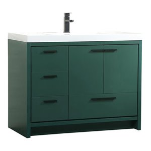Pemberly Row 42&quot Aluminum Alloy and MDF Single Bathroom Vanity in Green