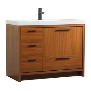 Pemberly Row 42&quot Aluminum Alloy and MDF Single Bathroom Vanity in Teak