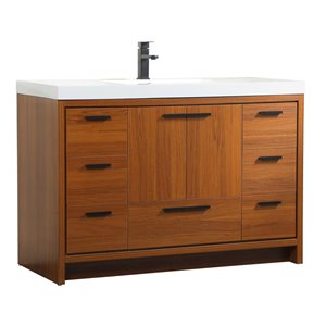 Pemberly Row 48&quot Aluminum Alloy and MDF Single Bathroom Vanity in Teak