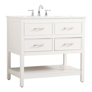 Pemberly Row 36&quot Aluminum Alloy & MDF Single Bathroom Vanity in White