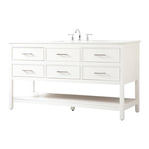 Pemberly Row 60&quot Aluminum Alloy & MDF Single Bathroom Vanity in White