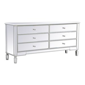 Pemberly Row Contemporary 72&quot Metal and MDF Mirrored Dresser in White