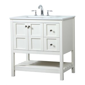 Pemberly Row 32&quot Zinc Alloy MDF Single Bathroom Vanity in White